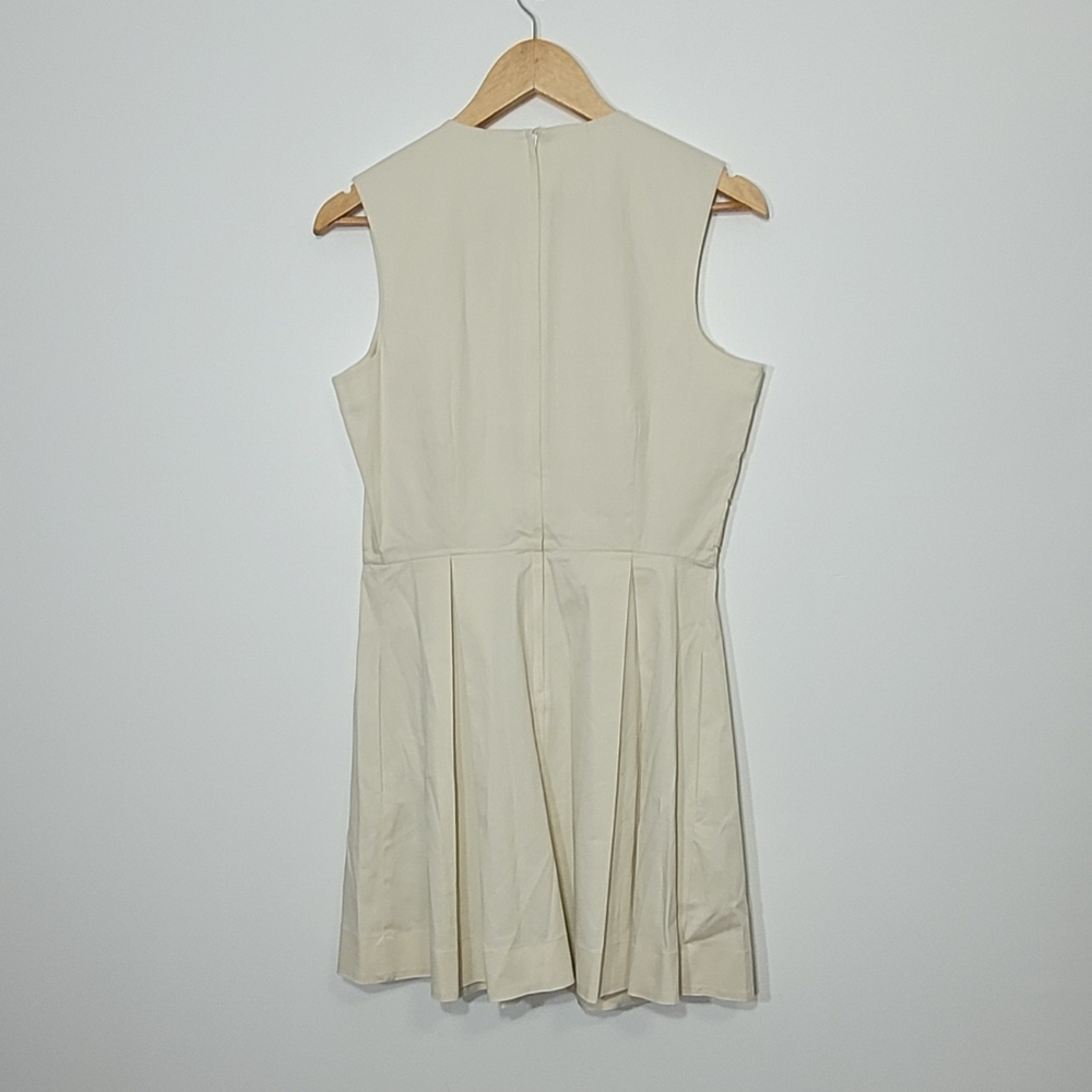 & Others Stories Ivory Cotton Pleated Bottom Pockets Business Zipper Back Sz 40 - Picture 10 of 13